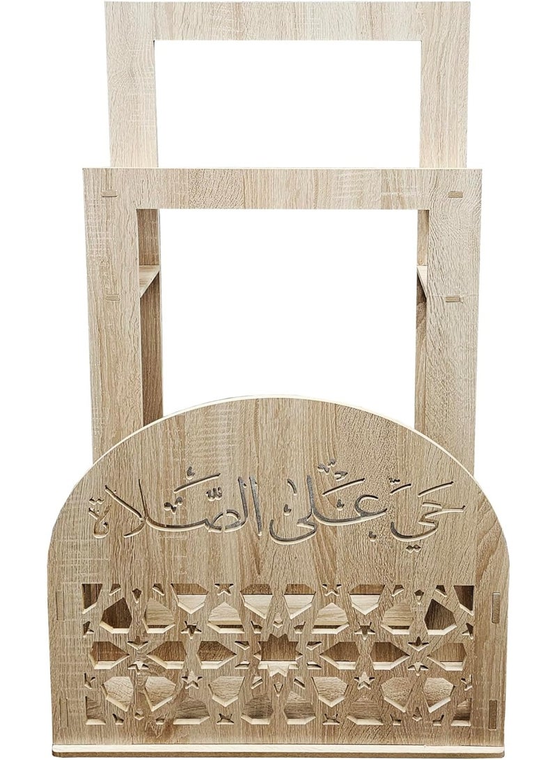 إي وورلد حامل سجادة صلاة 2-في-1 مع حامل مصحف مدمج | تصميم إسلامي أنيق باللون الكريم مع زخارف الخط العربي | مقاوم للماء والحرارة - Image 5